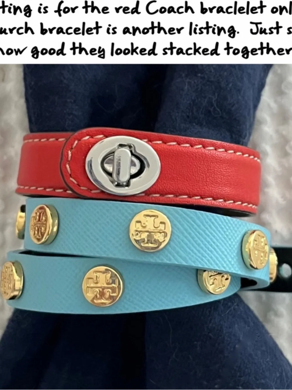 Coach Red Leather Strap with Silver-Tone Eyelet